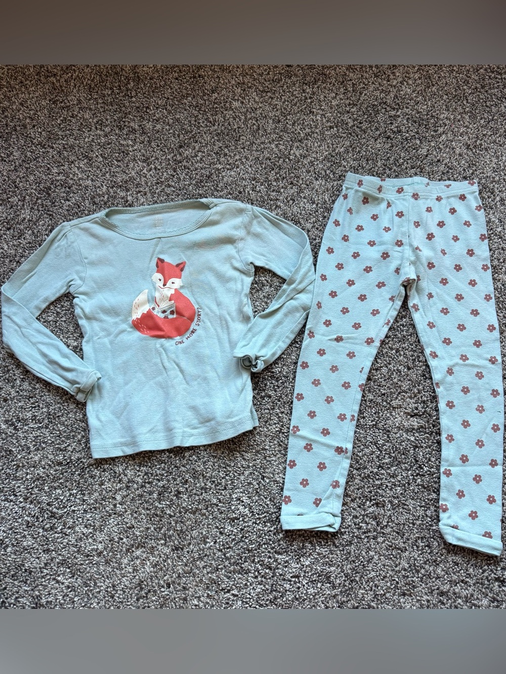 Carter's Light Blue Fox Graphic Pajama Set with Rust Accents